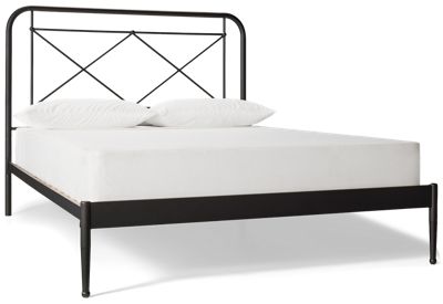 Empire Queen Metal Bed - Matte Black Finish - Double-X Spindle Headboard - Modern Farmhouse