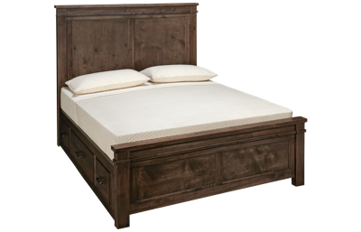 Vaughan-Bassett Cool Rustic Queen Mansion Bed with 2 Storage Sides
