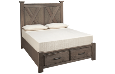 Vaughan-Bassett Cool Rustic Queen X Bed with Storage Footboard