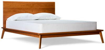 Catalina Queen Platform Bed - Solid Cherry Hardwood - Splayed Legs and High Headboard - Mid-Century Modern Design