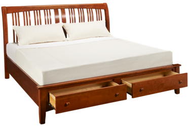 Cherry Garden King Sleigh Platform Bed with Underbed Storage