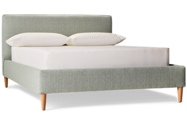 Design Lab Full Upholstered Square Bed - Soft Durable Fabric - Cozy Modern Design - Sturdy Wooden Cone Legs