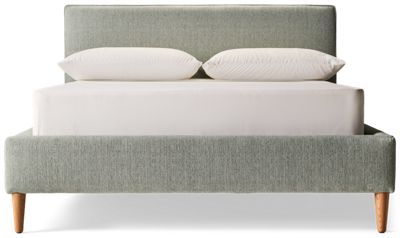 Design Lab Full Upholstered Square Bed - Soft Durable Fabric - Cozy Modern Design - Sturdy Wooden Cone Legs