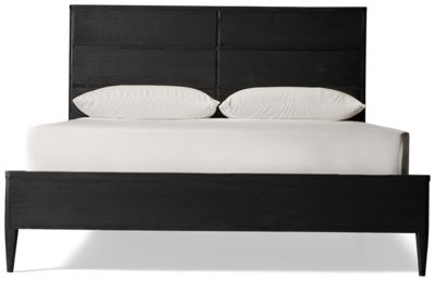 Primo Queen Platform Bed - Solid Asian Hardwood - Stylish Paneled Headboard - Heightened Tapered Legs