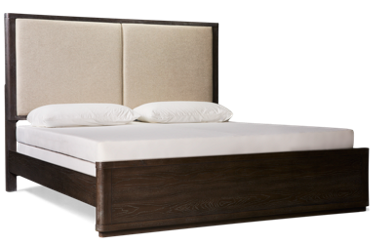 Sunset King Panel Bed - Mid-Century Modern Style - Upholstered Headboard - Versatile Finish