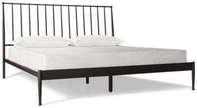Pantera King Metal Bed - Matte Black Finish - Sleek Spindle Headboard - Modern Farmhouse