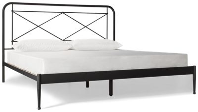 Empire King Metal Bed - Matte Black Finish - Double-X Spindle Headboard - Modern Farmhouse