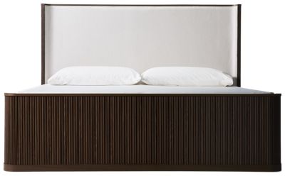 Sadie King Upholstered Bed - White Fabric Headboard - Fluted Footboard - Curved Sides - Modern Style - Chic Comfort