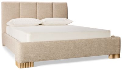 Delilah Queen Upholstered Bed - Channel Tufted Headboard - Underbed Lighting - USB-A & USB-C Ports - California Coastal Style
