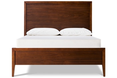 Jasper Queen Panel Bed - Rich Walnut Finish - Low Profile - Built-In USB Ports - Mid-Century Modern