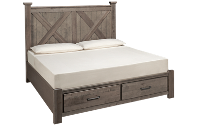 Vaughan-Bassett Cool Rustic King X Bed with Storage Footboard