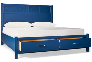 Tide & Timber King Storage Bed - Raised Fretwork Headboard - Two Footboard Drawers - Coastal Traditional Style