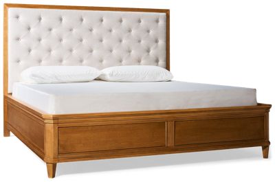 Birchaven King Upholstered Storage Bed - Solid Poplar Frame - Two Footboard Drawers - Transitional Elegance