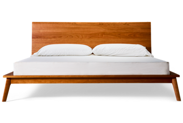 Catalina King Platform Bed - Solid Cherry Hardwood - Splayed Legs and High Headboard - Mid-Century Modern Design