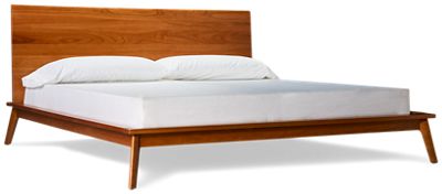 Catalina King Platform Bed - Solid Cherry Hardwood - Splayed Legs and High Headboard - Mid-Century Modern Design