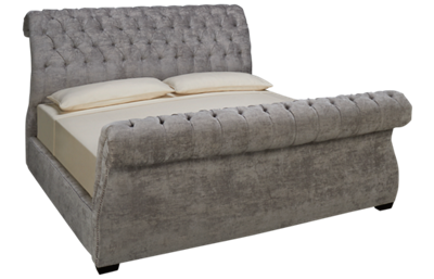 Malena King Upholstered Sleigh Bed with Nailhead