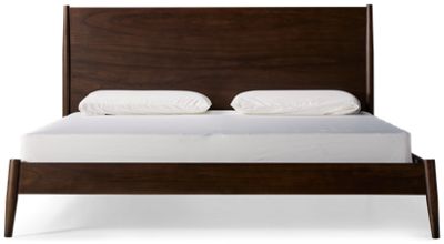 American Modern King Bed - High Wood Grain Headboard - Minimalist Profile - Mid-Century Modern Style
