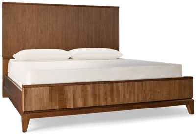 Manhattan Valley King Panel Bed - Grooved Tambor Headboard & Footboard - Angled Legs - Modern Elegance