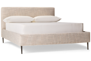 Design Lab Full Upholstered Square Bed - Luxurious Textured Fabric - Tall Tapered Legs - Easy Maintenance Upholstery