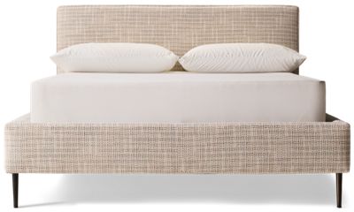 Design Lab Full Upholstered Square Bed - Luxurious Textured Fabric - Tall Tapered Legs - Easy Maintenance Upholstery