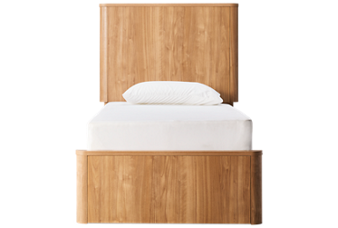 Gramburg Twin Platform Bed - Warm Walnut Finish - Curved Sides - Transitional