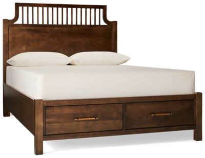 Pure Maple Queen Garden Storage Bed - Solid Birch Construction - Elegant Tall Headboard - Two Spacious Footboard Drawers - Classic Design