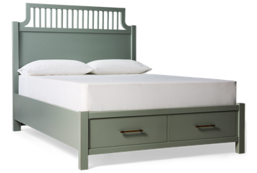 Pure Maple Queen Garden Storage Bed - Solid Birch Construction - Elegant Tall Headboard - Two Spacious Footboard Drawers - Classic Design