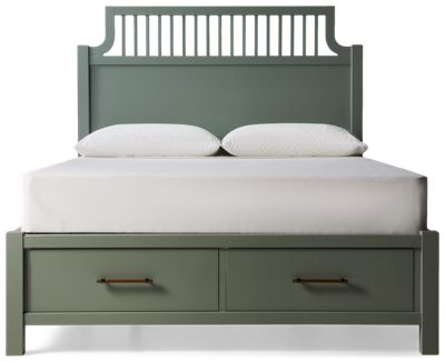 Pure Maple Queen Garden Storage Bed - Solid Birch Construction - Elegant Tall Headboard - Two Spacious Footboard Drawers - Classic Design