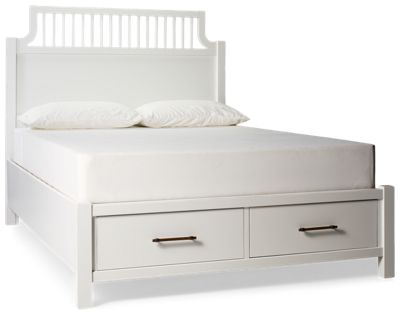 Pure Maple Queen Garden Storage Bed - Solid Birch Construction - Elegant Tall Headboard - Two Spacious Footboard Drawers - Classic Design