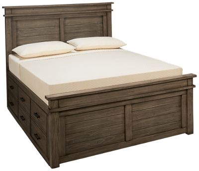 Glacier Point Queen Captains' Storage Bed - Solid Pine Construction - Paneled Headboard & Footboard with Crown Moldings - Twelve Drawers - Platform Design