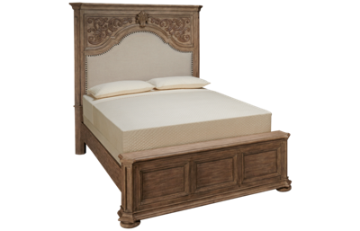 Cardoso Queen Upholstered Panel Bed with Nailhead