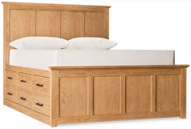 Oak Park Queen Panel Bed with 6 Storage Drawers