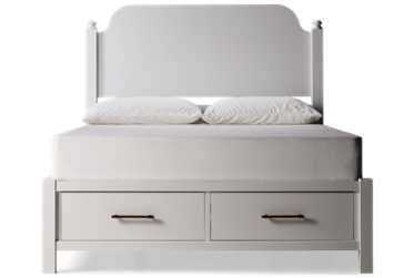Pure Maple Queen Poster Storage Bed - Solid Birch Construction - Elegant Headboard - Two Spacious Footboard Drawers - Classic Design