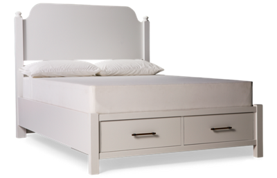 Pure Maple Queen Poster Storage Bed - Solid Birch Construction - Elegant Headboard - Two Spacious Footboard Drawers - Classic Design