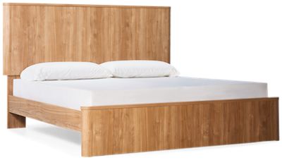 Gramburg King Platform Bed - Warm Walnut Finish - Curved Sides - Transitional
