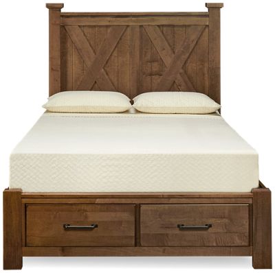 Cool Rustic Queen X Bed with Storage Footboard