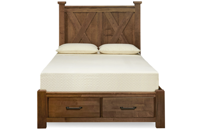 Cool Rustic Queen X Bed with Storage Footboard