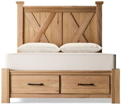 Cool Rustic Queen X Bed with Storage Footboard