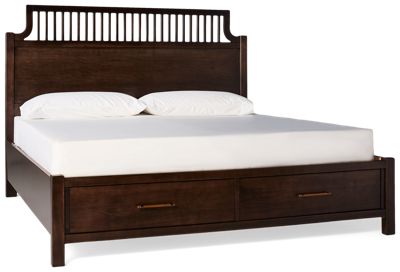 Pure Maple King Garden Storage Bed - Solid American Maple - Elegant Tall Headboard - Two Spacious Footboard Drawers - Classic Design
