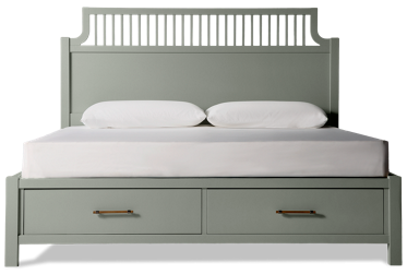 Pure Maple King Garden Storage Bed - Solid Birch Construction - Elegant Tall Headboard - Two Spacious Footboard Drawers - Classic Design