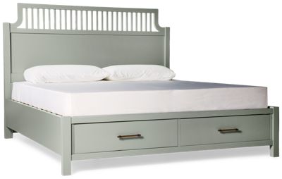 Pure Maple King Garden Storage Bed - Solid Birch Construction - Elegant Tall Headboard - Two Spacious Footboard Drawers - Classic Design