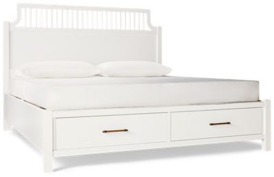 Pure Maple King Garden Storage Bed - Solid American Maple - Elegant Tall Headboard - Two Spacious Footboard Drawers - Classic Design