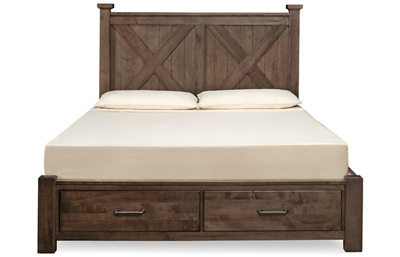 Cool Rustic King X Bed with Storage Footboard