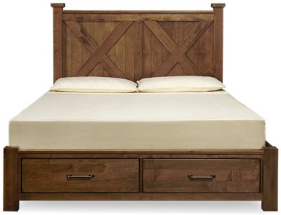 Cool Rustic King X Bed with Storage Footboard