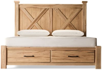 Cool Rustic King X Bed with Storage Footboard