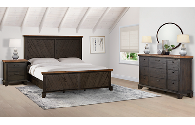 Bear Creek 3 Piece King Bedroom Set Includes: Bed, Dresser and Nightstand