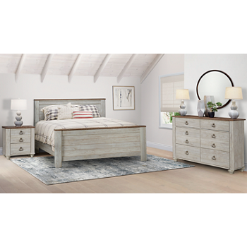 Willowton 3 Piece Queen Bedroom Set Includes: Queen Panel Bed, 6 Drawer Dresser and 2 Drawer Nightstand