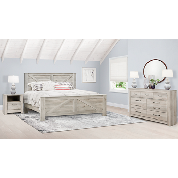 Bellaby 3 Piece King Bedroom Set Includes: King Panel Bed, 7 Drawer Dresser and 1 Drawer Nightstand