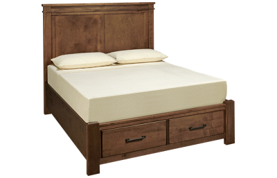Vaughan-Bassett Cool Rustic Queen Mansion Bed with Storage Footboard