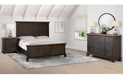 Bear Creek 3 Piece Queen Bedroom Set Includes: Bed, Dresser and Nightstand